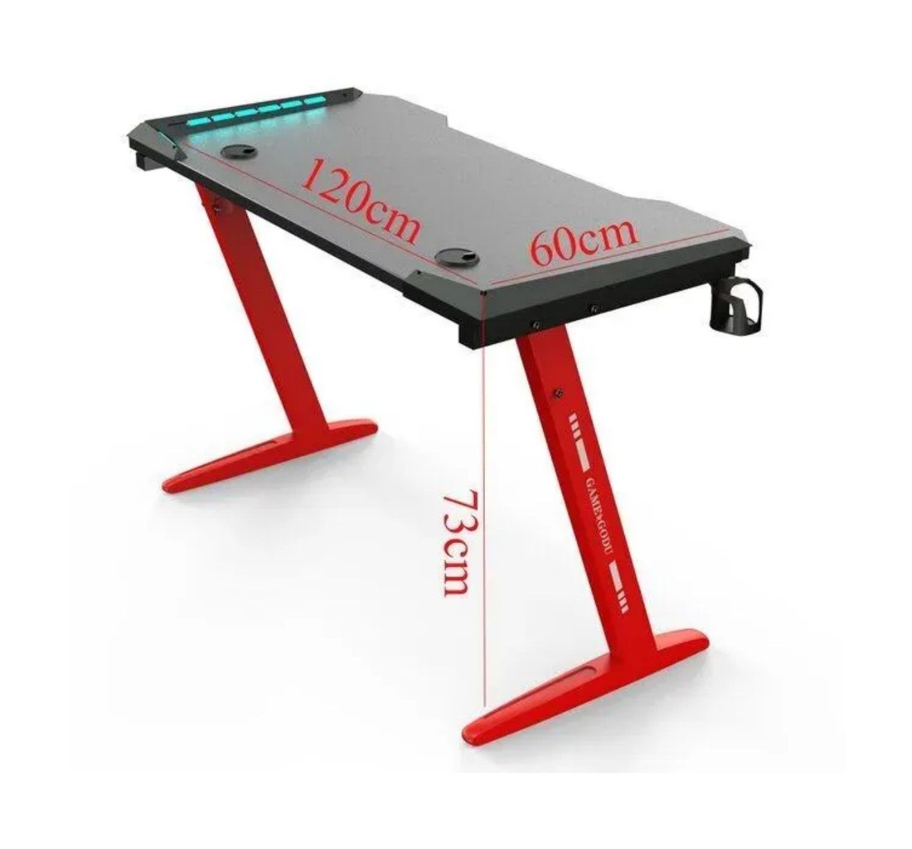 Игровой стол Domtwo H1, подсветка RGB красный