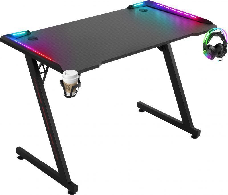 Игровой стол DEFENDER Jupiter RGB,подвес кружки+гарн.,(NEON, RGB-подсветка, карбон, (110х60х75 см)