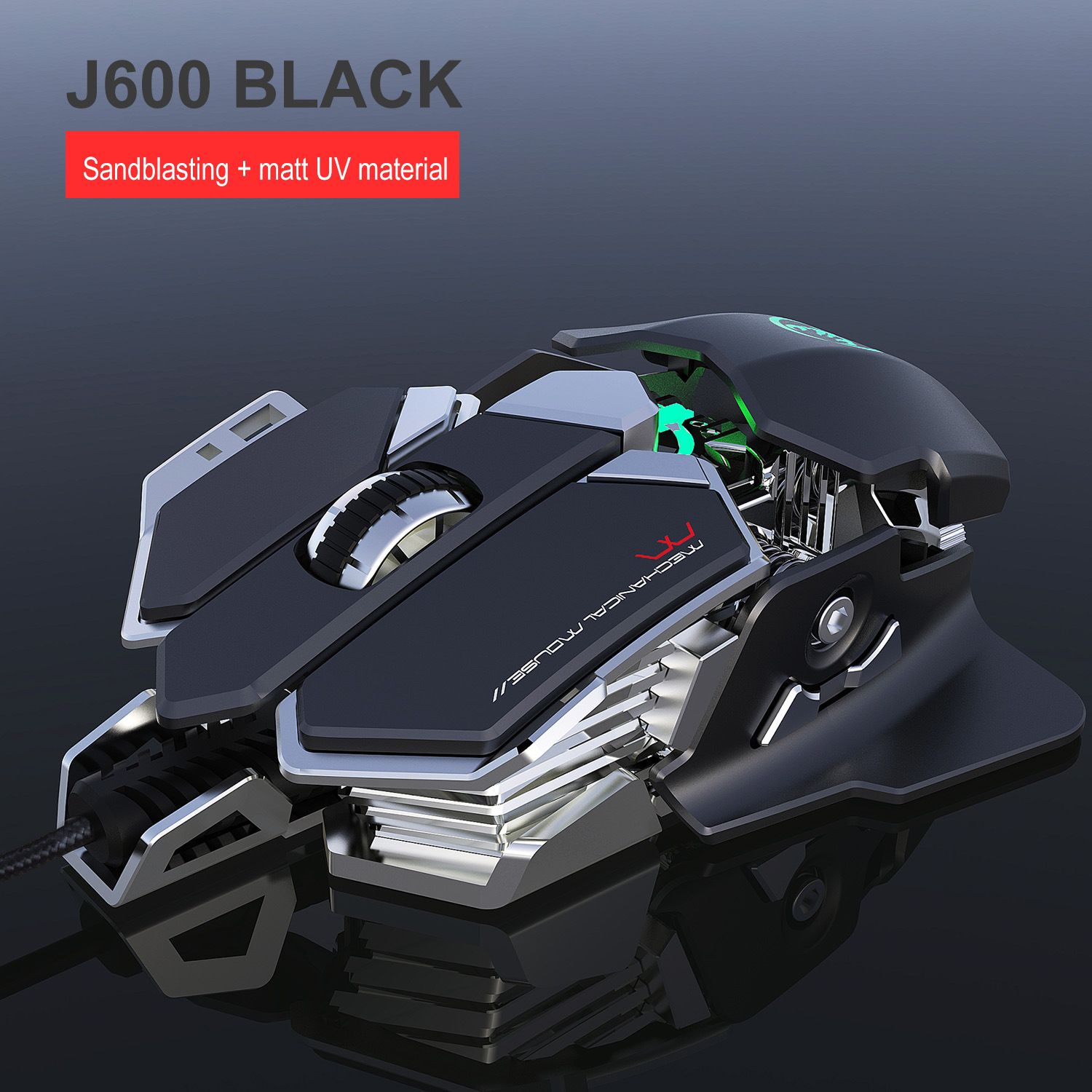 Мышь HXSJ J600 игровая  механическая  9-клавишная программируемая  Черный