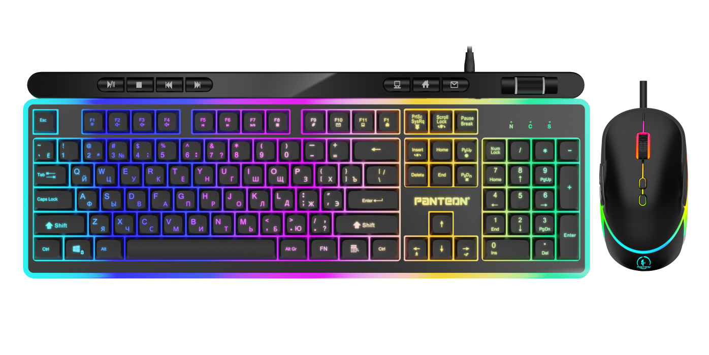 Клавиатура+мышь проводная Jet.A Panteon GS230, RGB, черный