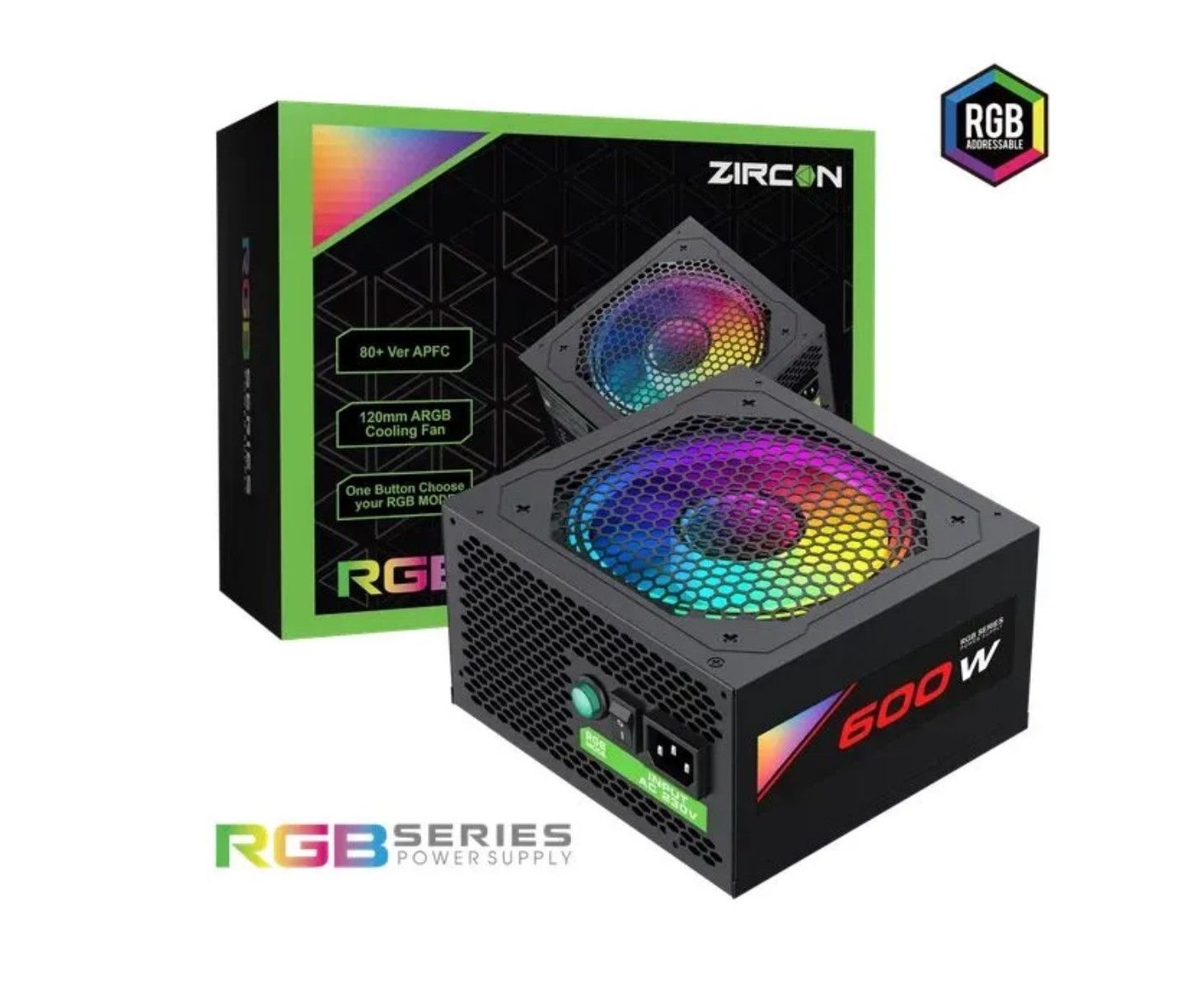 Блок питания Zircon 600W RGB черный