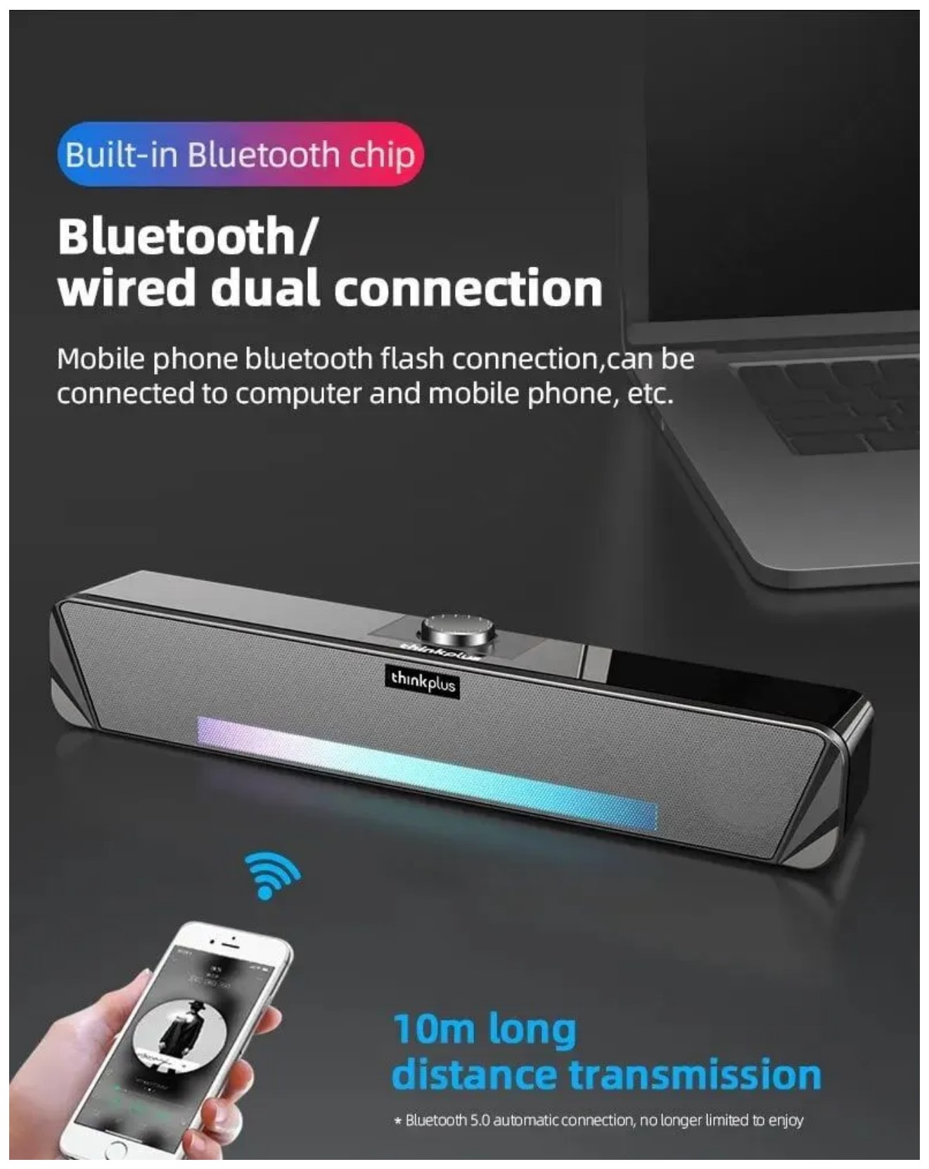 Колонки Bluetooth Lenovo TS33-B RGB черный