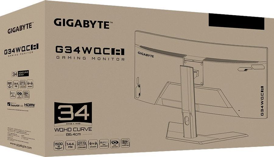 34" Монитор GIGABYTE G34WQC A-EK, 144hz, 4K, черный
