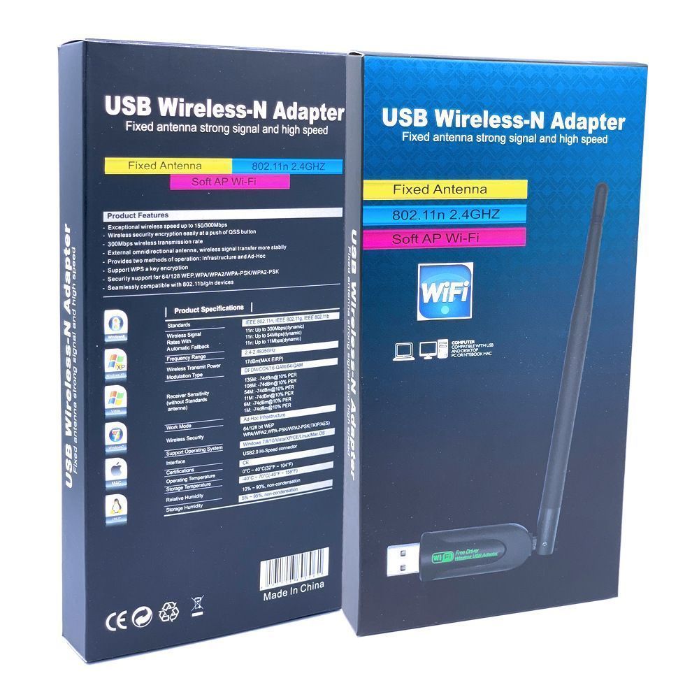 Wi-Fi адаптер USB Wireless-N Adapter Fixed Antenna 802.11n 2.4GHZ Soft AP WI-FI