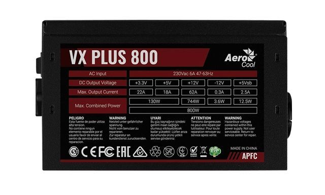 Блок питания AeroCool VX PLUS 800W [VX-800 PLUS]