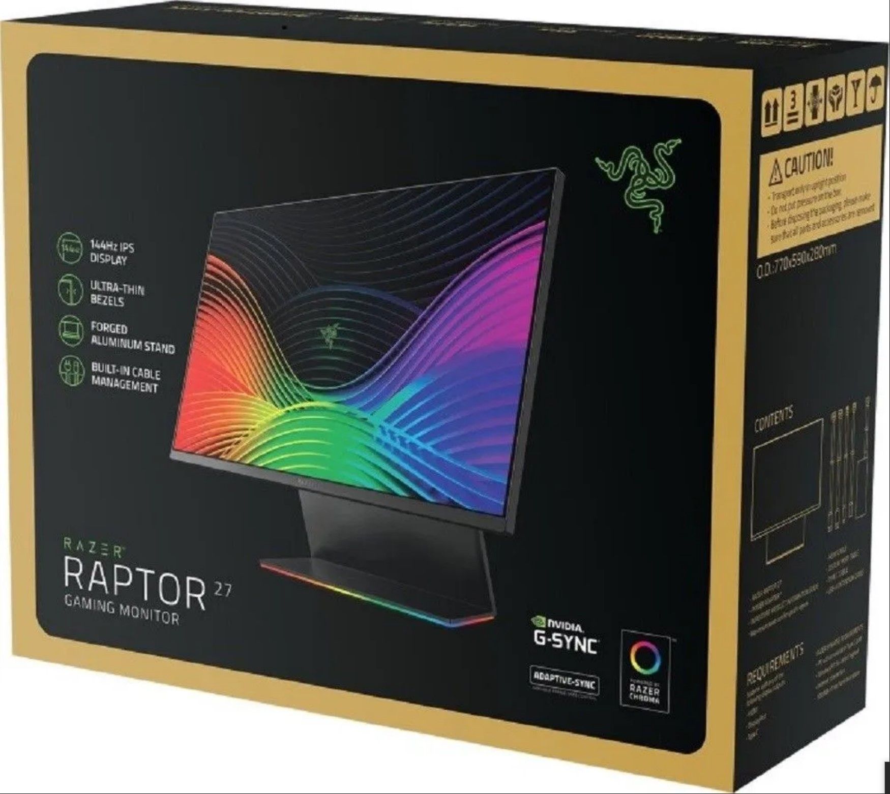 27" игровой монитор Razer Raptor, 2560x1440, 165Hz, 1мс, HDR400, черный