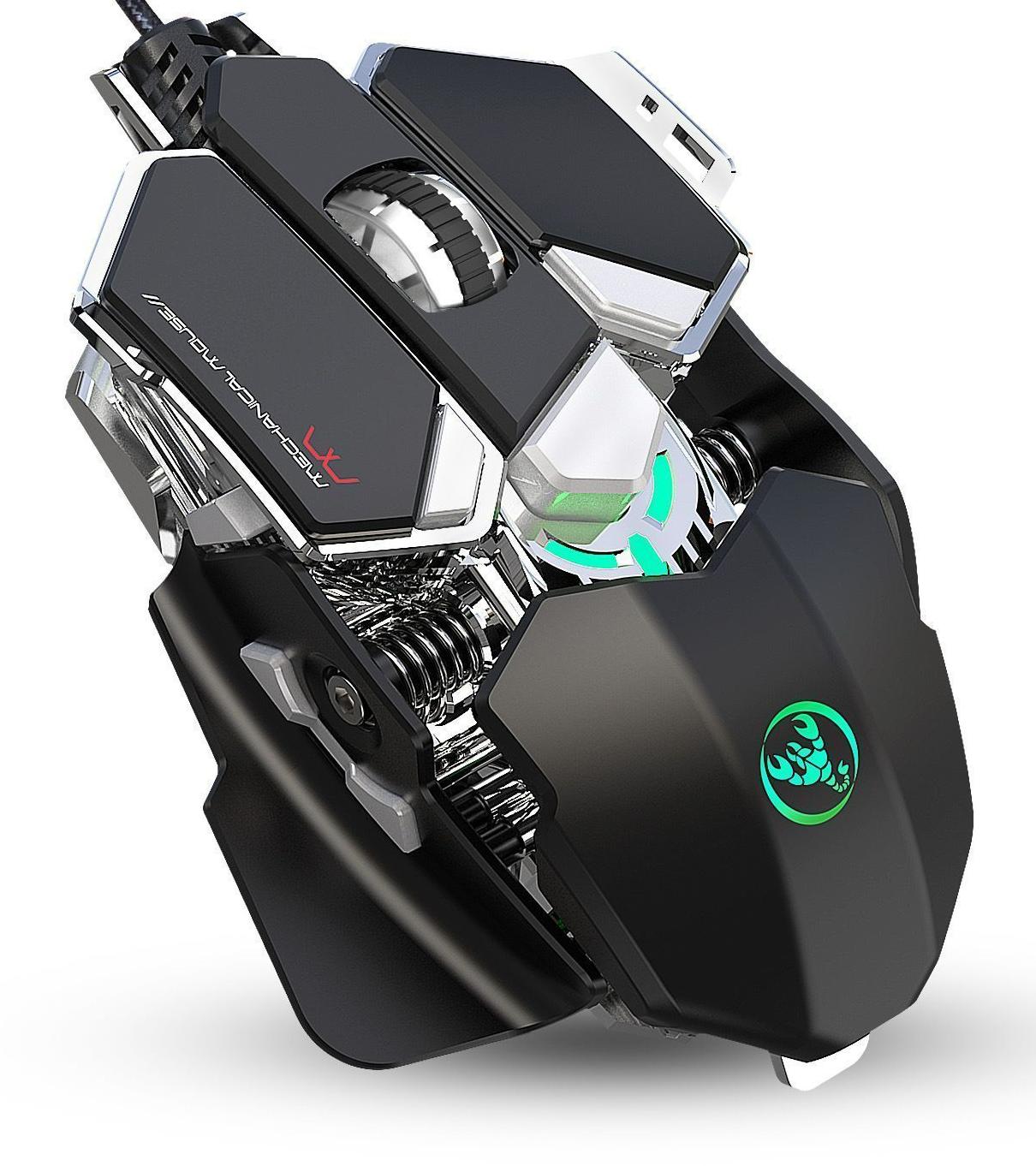 Мышь HXSJ J600 игровая  механическая  9-клавишная программируемая  Черный