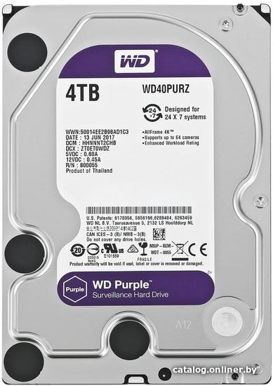 4 ТБ Жесткий диск WD Purple [WD40PURZ]