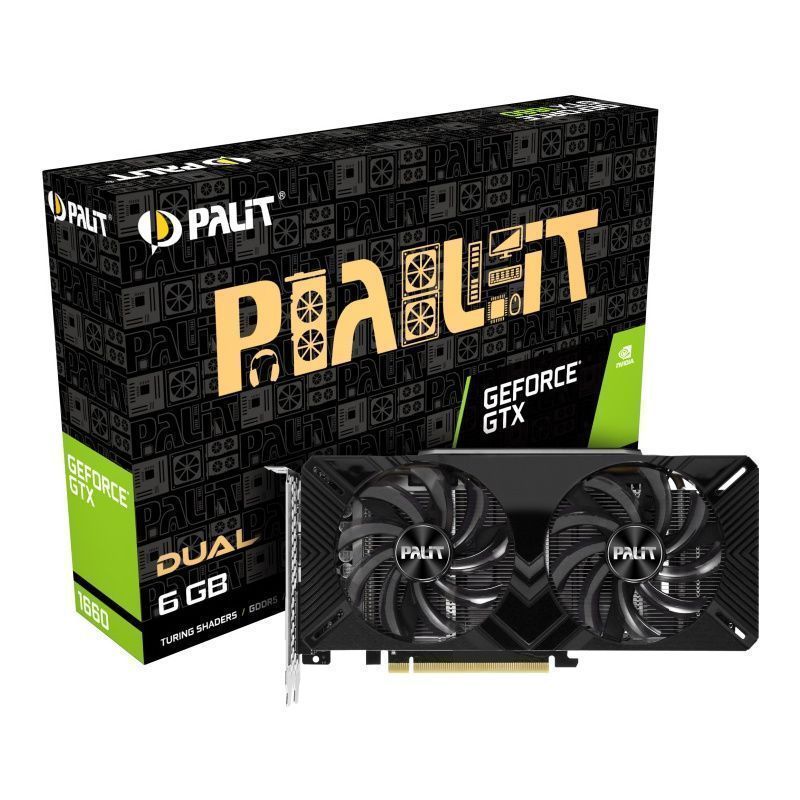 Видеокарта Palit GeForce GTX 1660 Dual 1530Mhz PCI-E 3.0 6144Mb 8000Mhz 192 bit DVI HDMI DP NE51660018J9-1161A