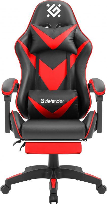 Кресло геймерское DEFENDER Minion черно-красное с подножкой