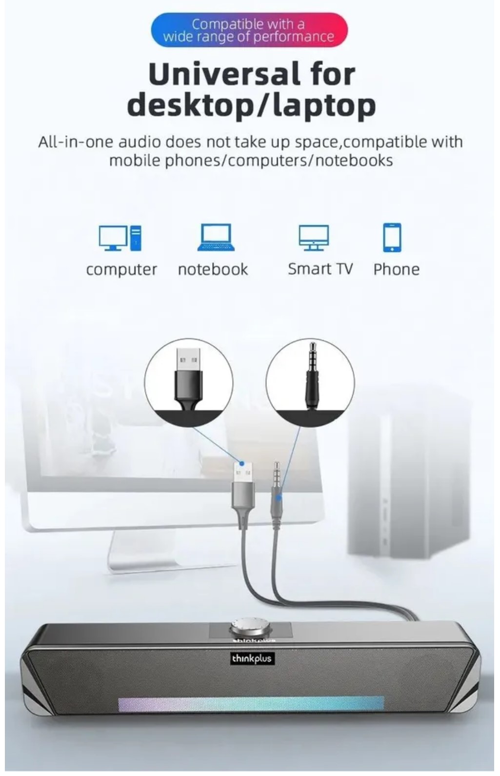 Колонки Bluetooth Lenovo TS33-B RGB черный